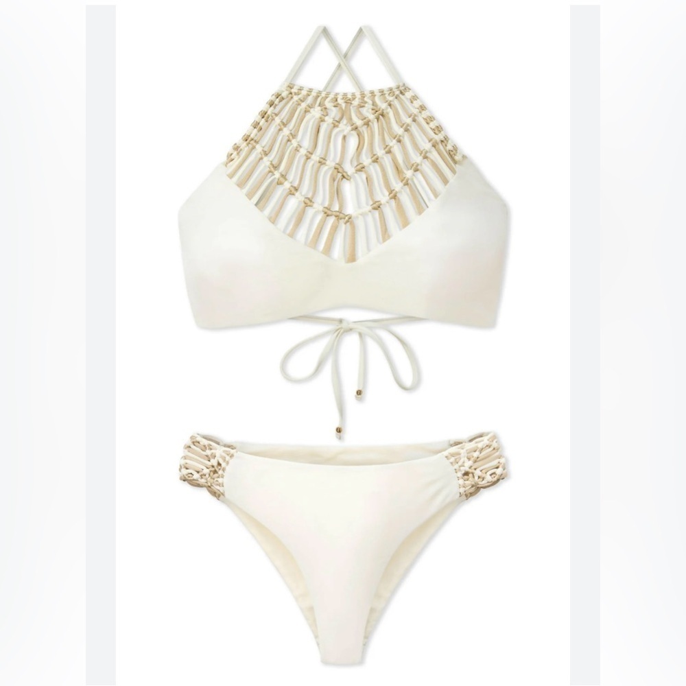 WET Swimwear Riviera Maya lvory Top (S) and Bottoms (M)